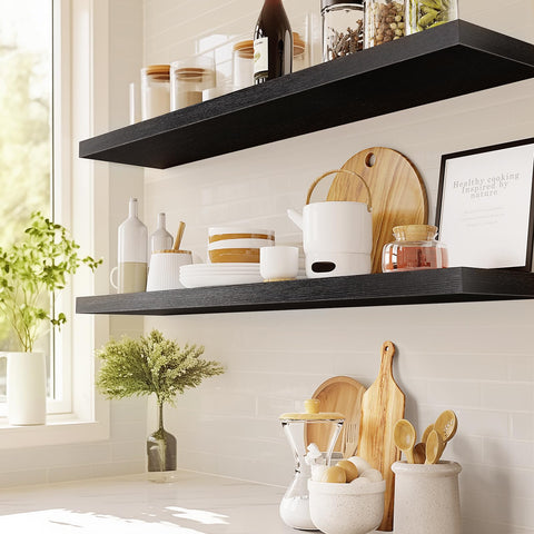 AMADA HOMEFURNISHING shelves installed on wall with decorative items