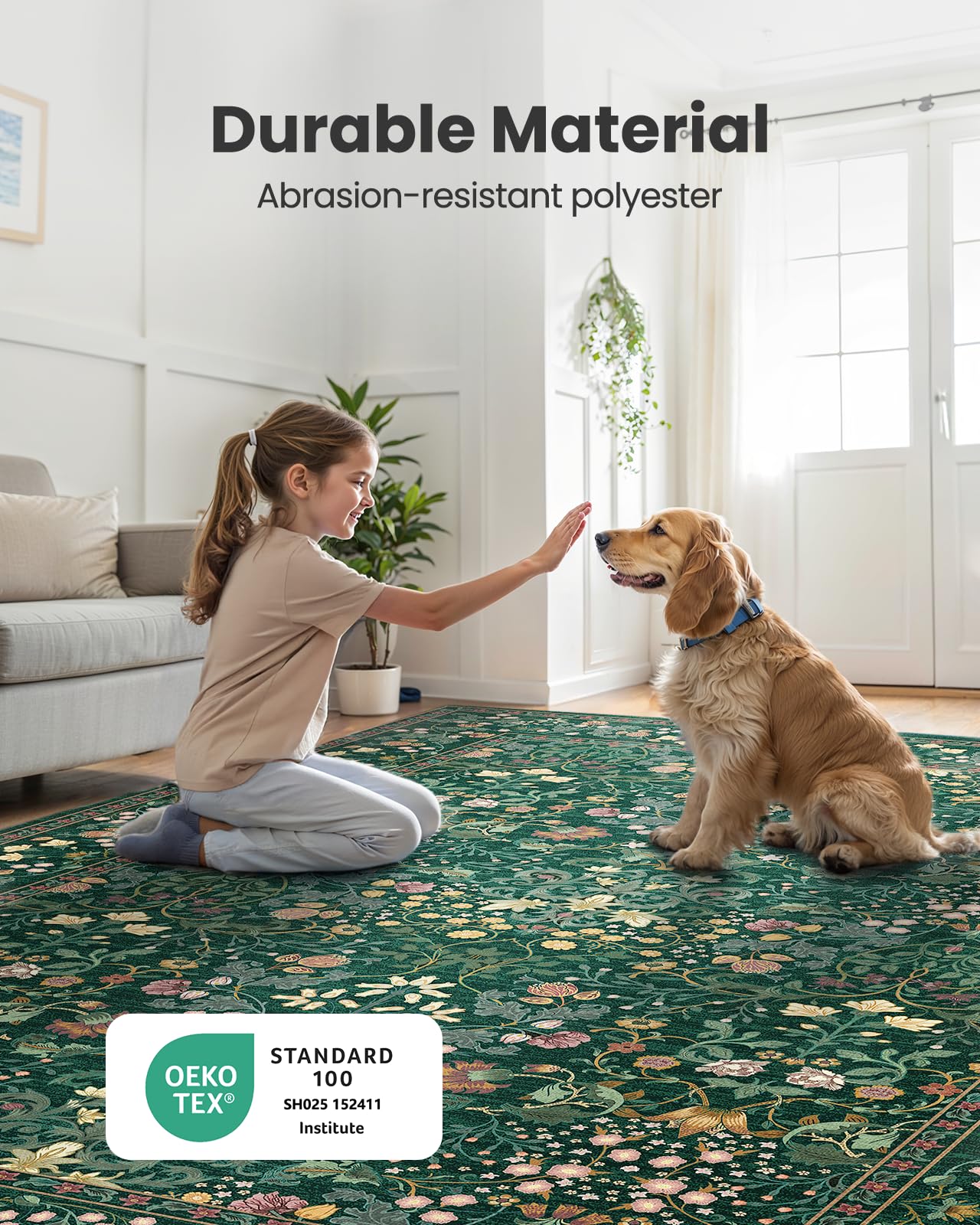 AMADA HOMEFURNISHING floral artistry rug brightens living room and dining spaces