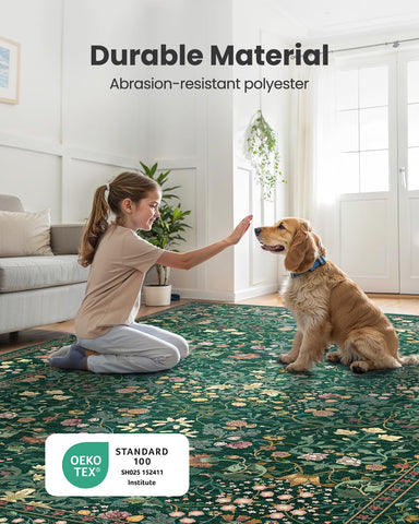 AMADA HOMEFURNISHING floral artistry rug brightens living room and dining spaces