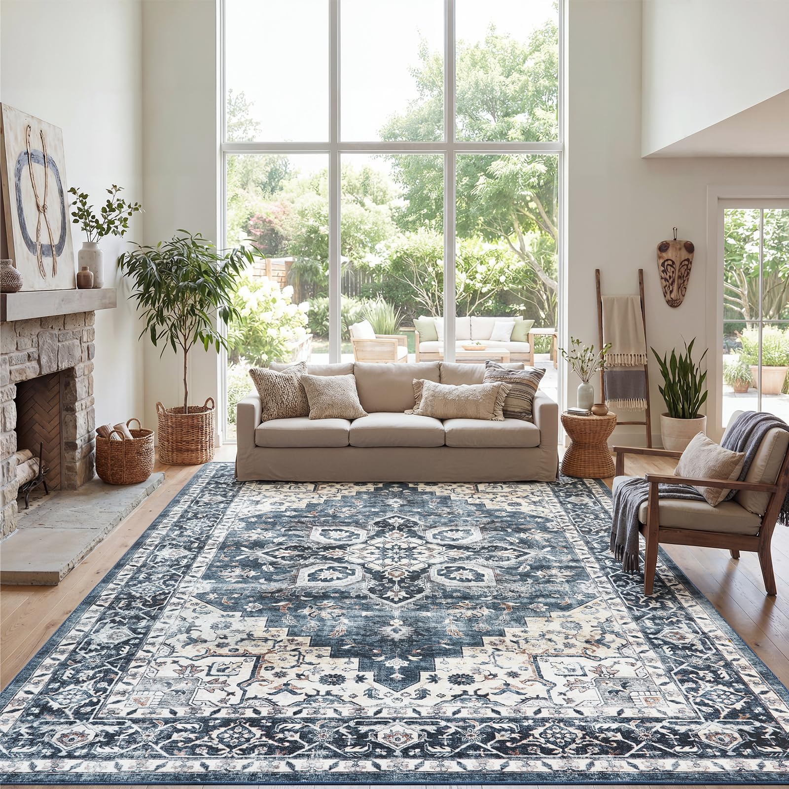 AMADA HOMEFURNISHING rug fits living room, bedroom and dining areas with style