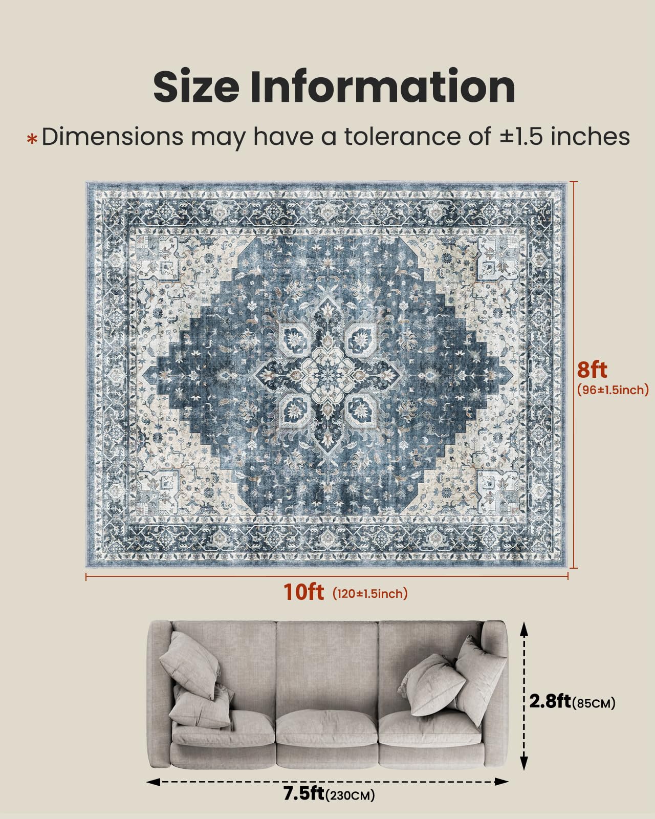 AMADA HOMEFURNISHING low-profile rug with sleek edge binding for a seamless floor transition.