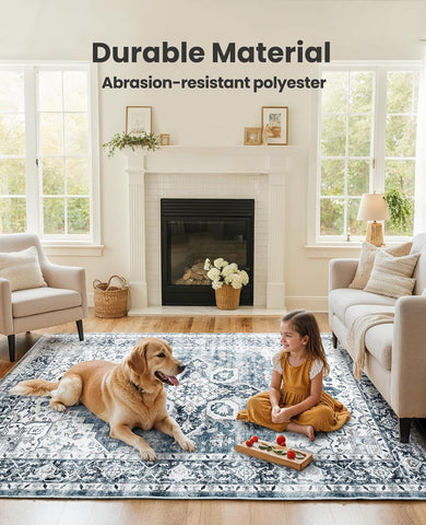 AMADA HOMEFURNISHING rug features non-slip backing for secure placement.