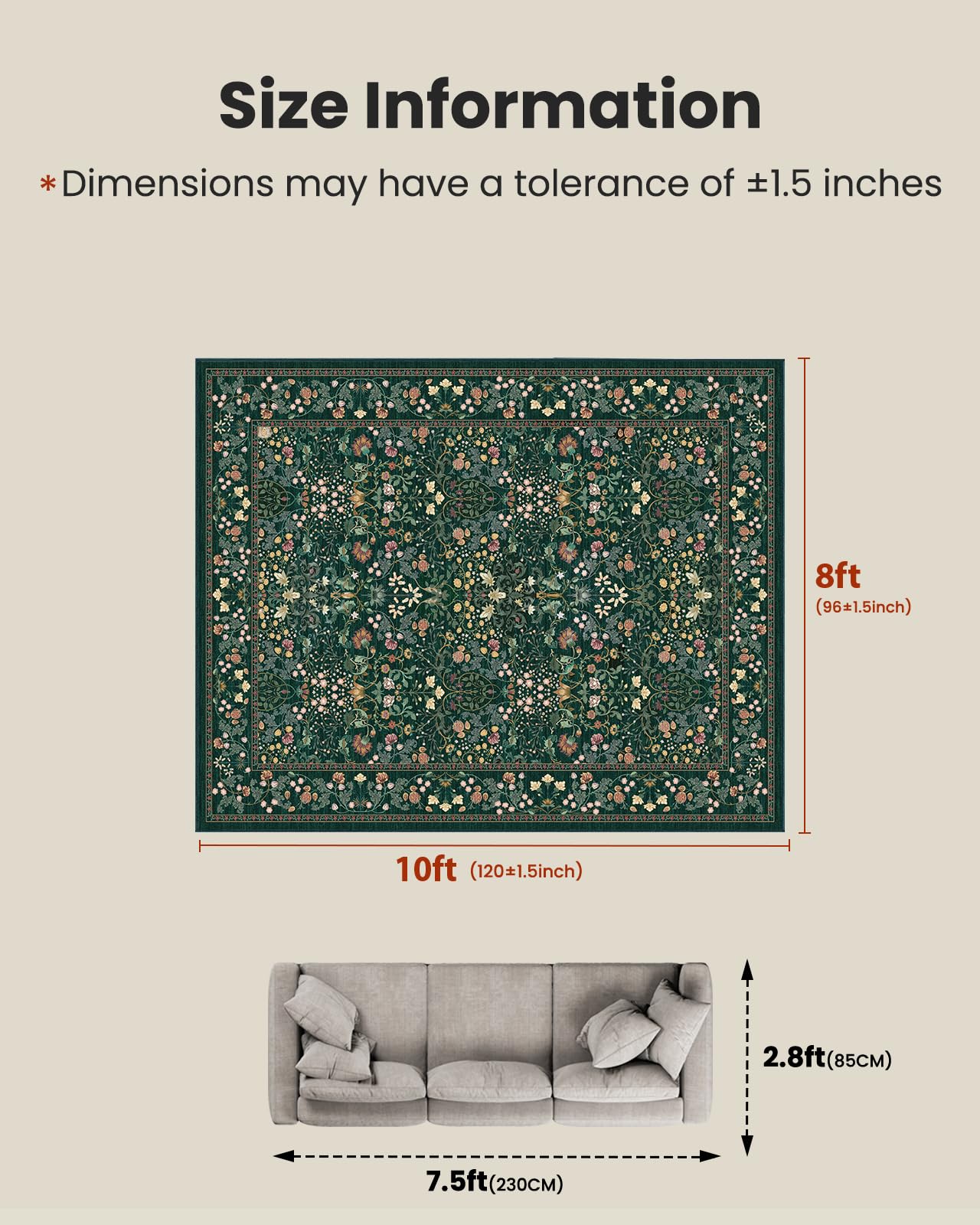 AMADA HOMEFURNISHING rug with non-slip backing keeps it in place on tile