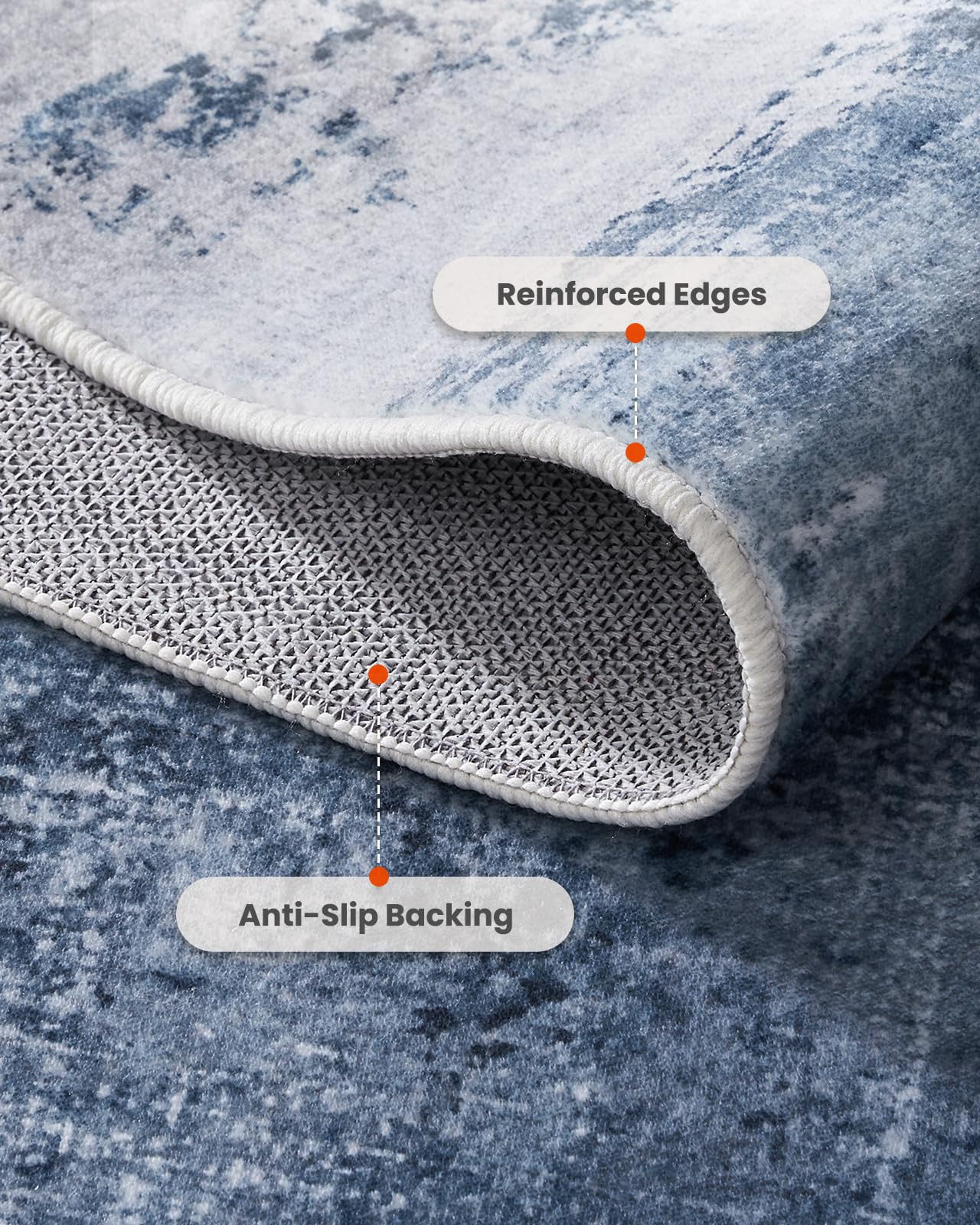 AMADA HOMEFURNISHING non-slip backing keeps the rug securely in place.