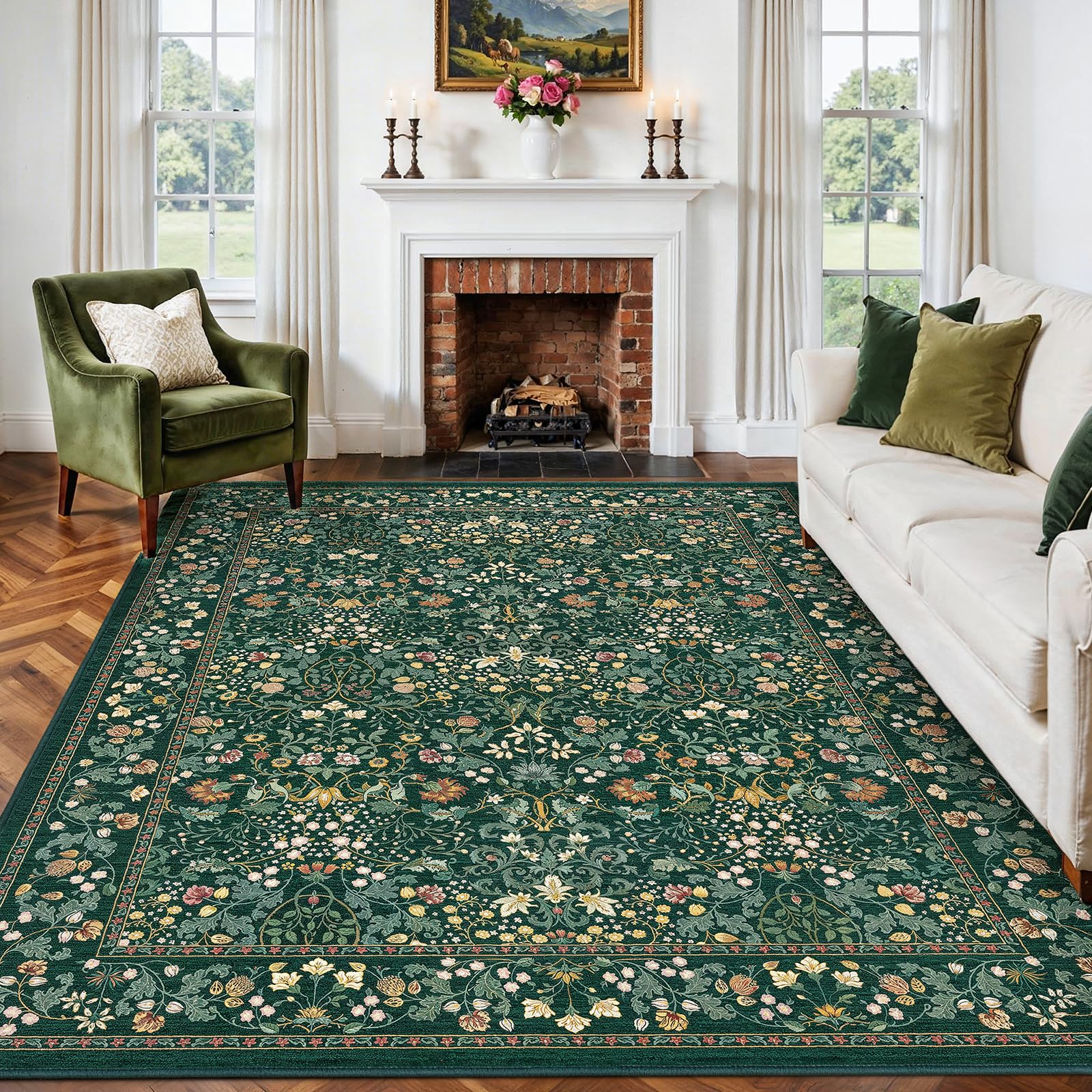 AMADA HOMEFURNISHING soft rug with reinforced edges highlighting durability and comfort