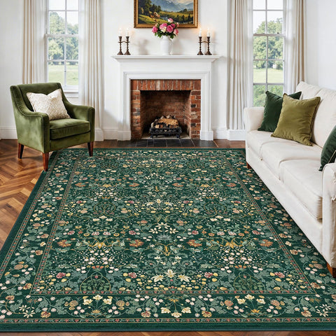 AMADA HOMEFURNISHING soft rug with reinforced edges highlighting durability and comfort