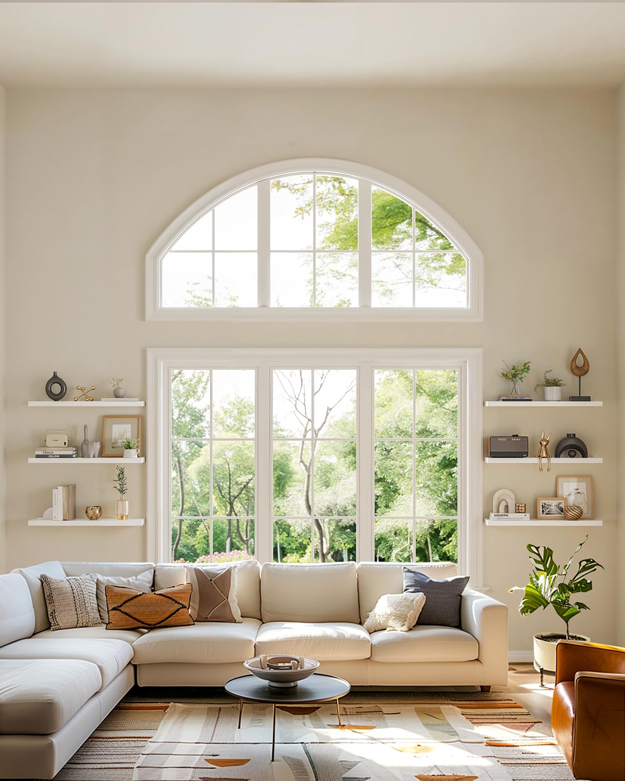 AMADA HOMEFURNISHING wall shelves storage in white for bathroom and living room.