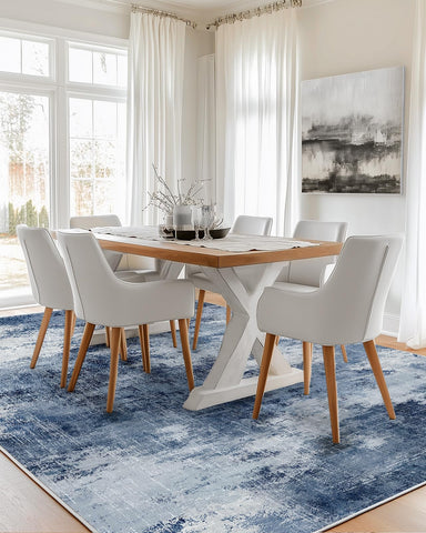 AMADA HOMEFURNISHING washable rug fabric closeup shows soft faux wool feel.