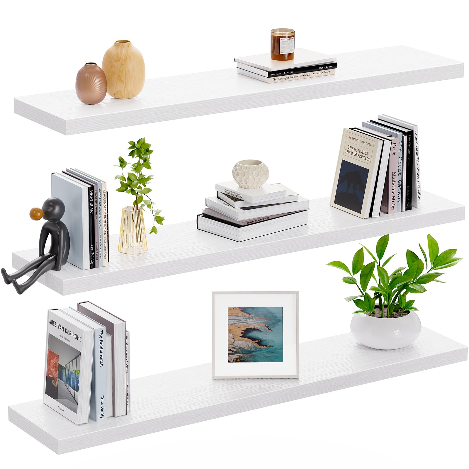 AMADA HOMEFURNISHING white wall shelves blend with decor.