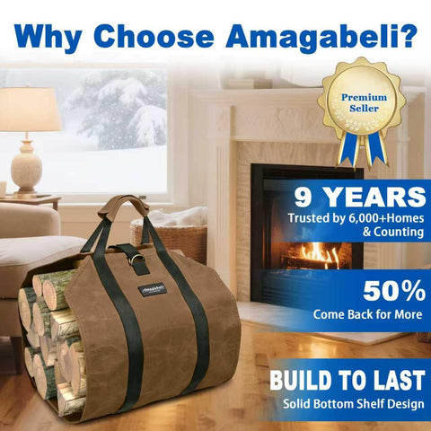 AMAGABELI GARDEN & HOME adjustable central strap keeps logs secure during transport.
