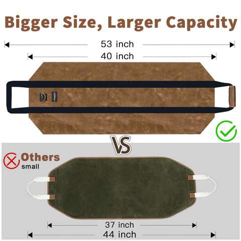AMAGABELI GARDEN & HOME waxed canvas firewood carrier shows durable material for outdoor use.