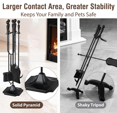 AMAGABELI wrought-iron fire pit tools set adds rustic charm to any area.