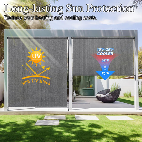 Amagenix outdoor shade side view highlighting slim profile for patios