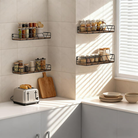 Amaoot easy-install floating shelves in brown for quick setup.