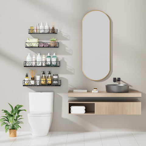 Amaoot floating shelves with sturdy wood and metal rails.