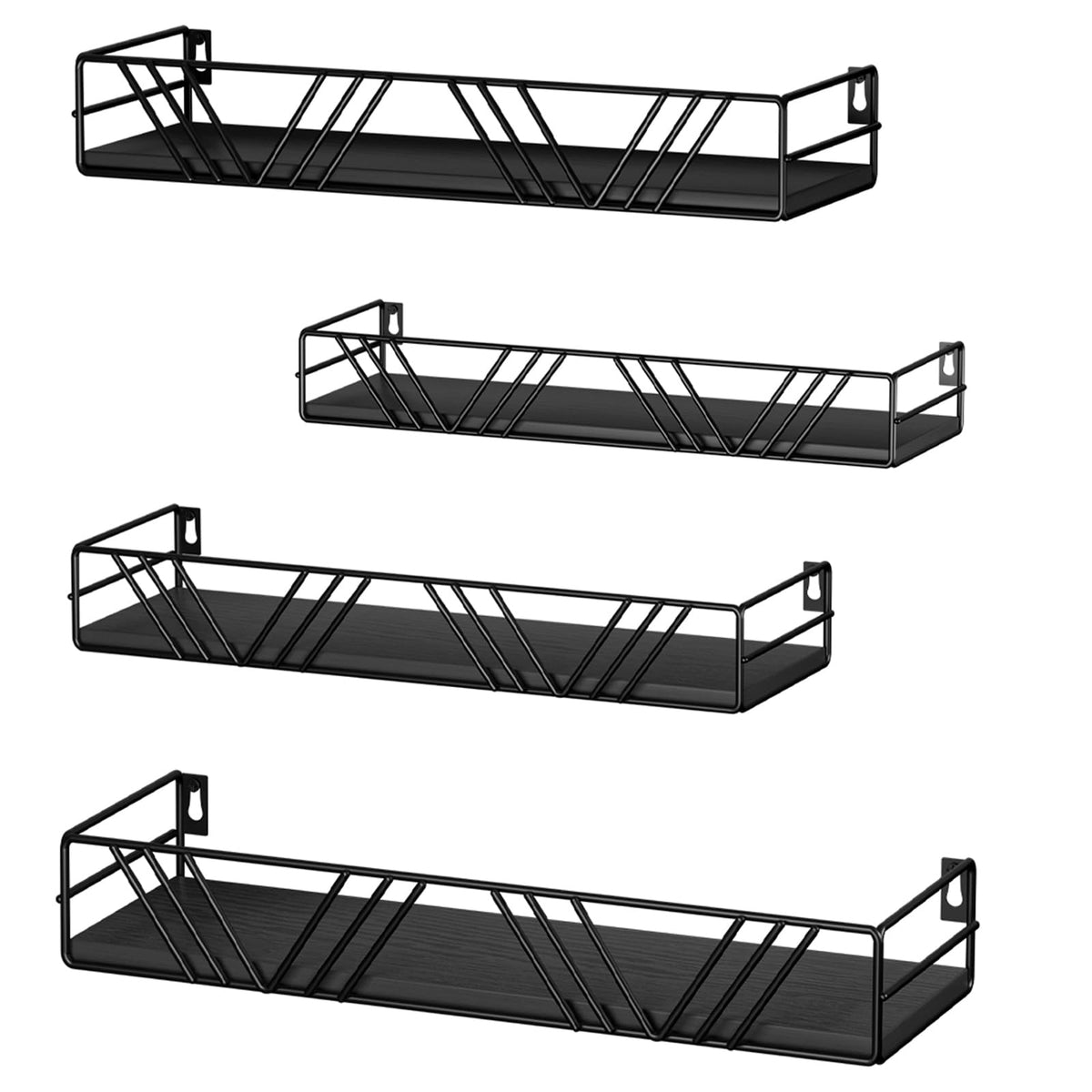Amaoot floating shelves set of four in varied sizes showcase natural wood grain for stylish storage.