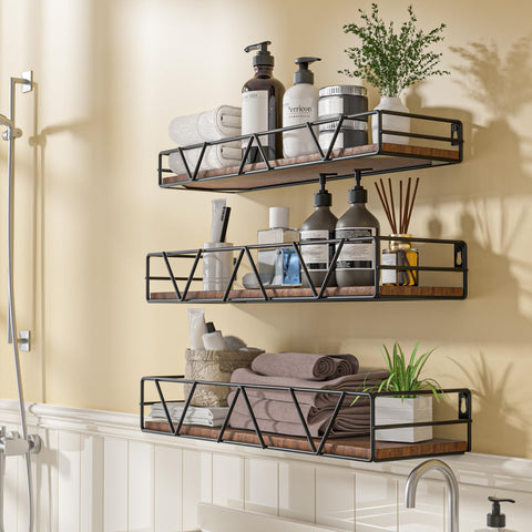 Amaoot bathroom-friendly shelves resist moisture for long-lasting use.