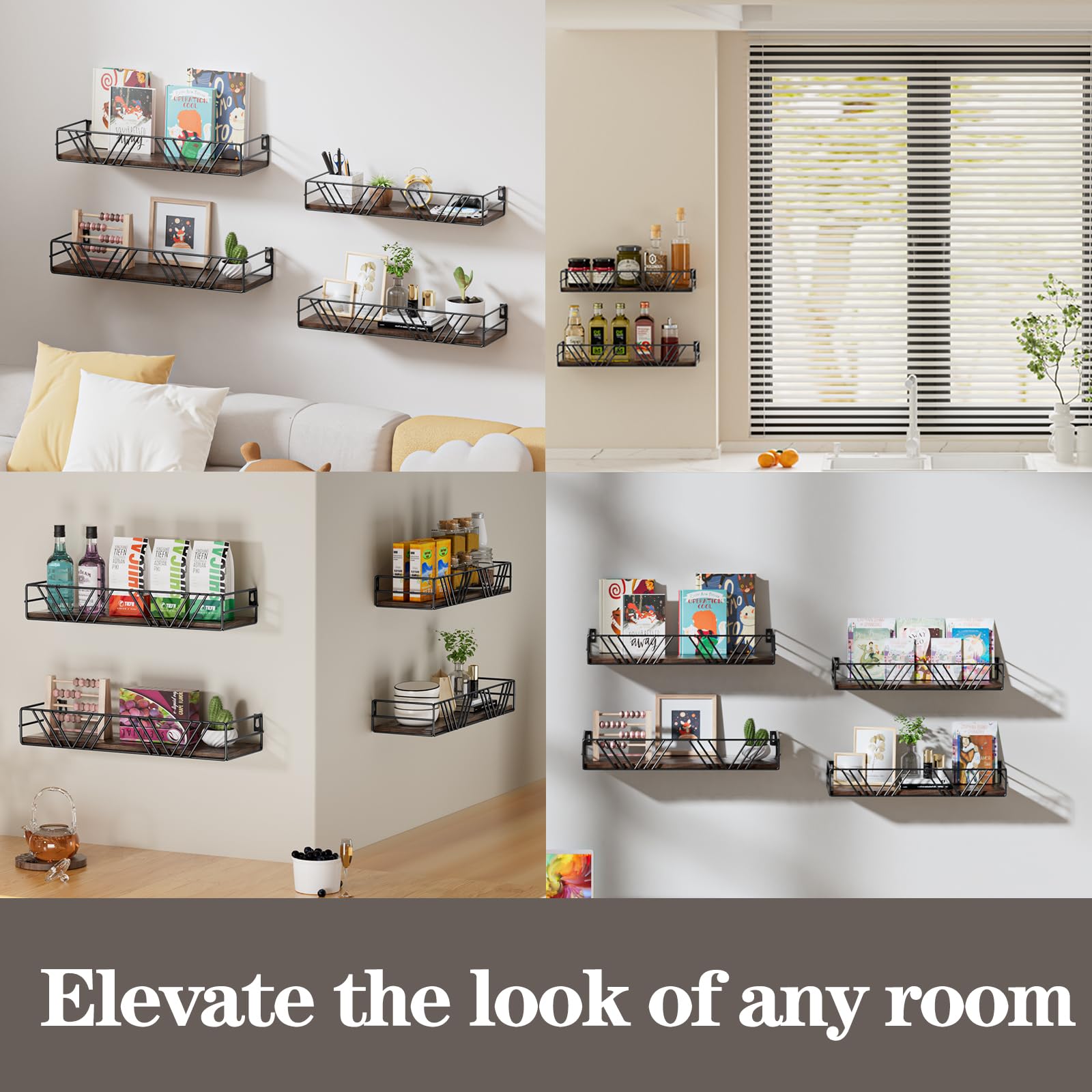 Amaoot kitchen spice rack shelves keep jars organized on the wall