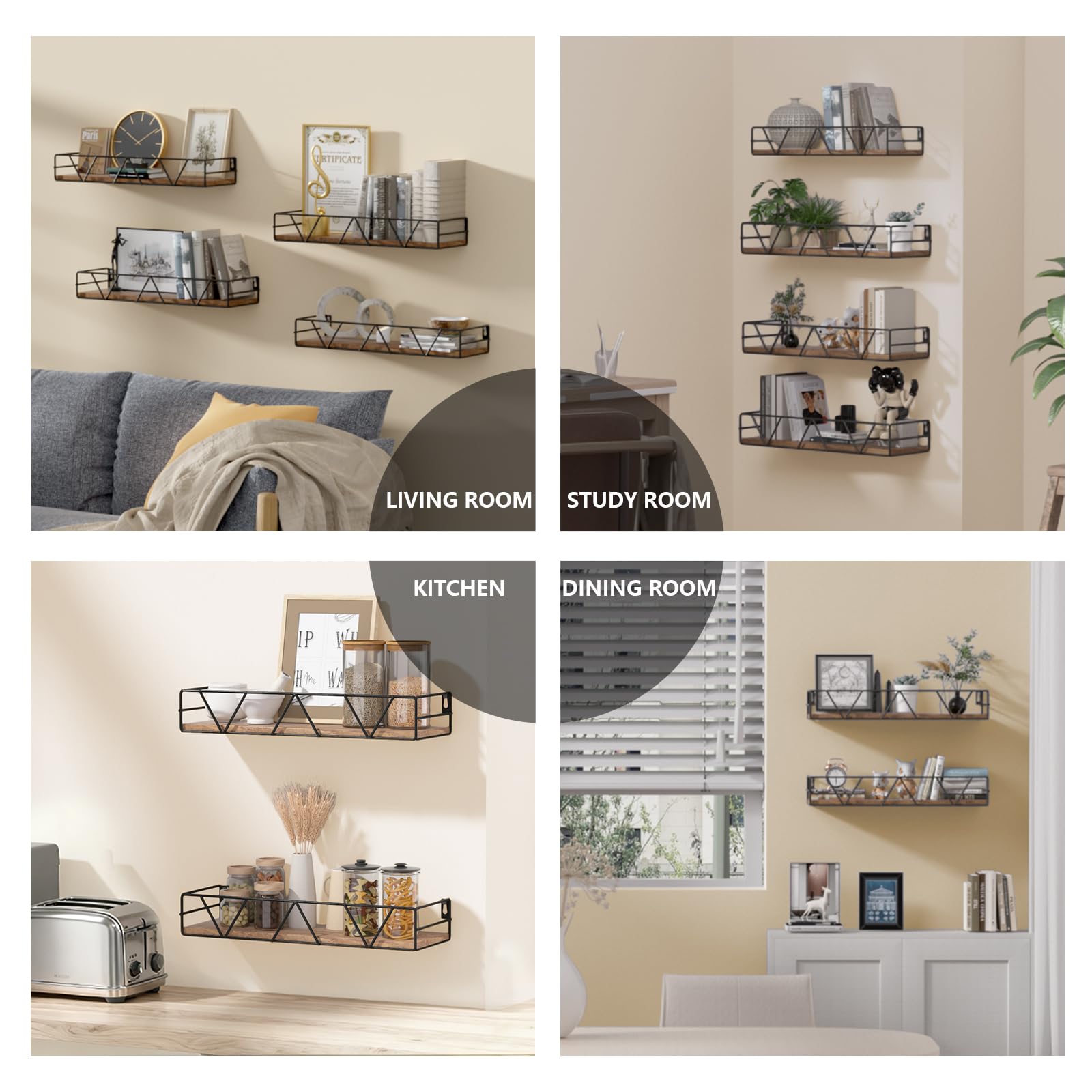 Amaoot multi-use shelves in brown ideal for bedroom or office.