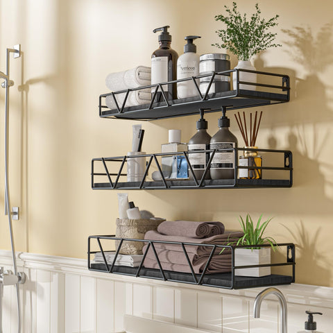 Amaoot wall shelves in kitchen or bathroom for moisture-resistant storage.