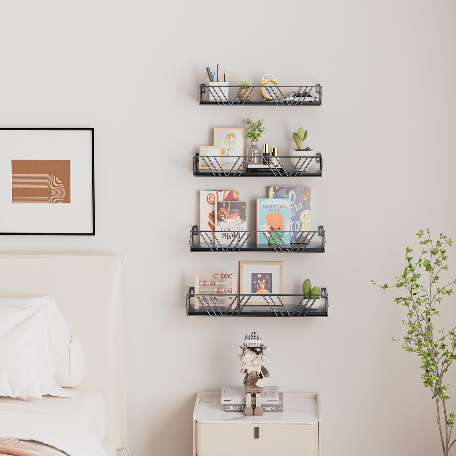 Amaoot wall shelves in office provide display and extra storage.