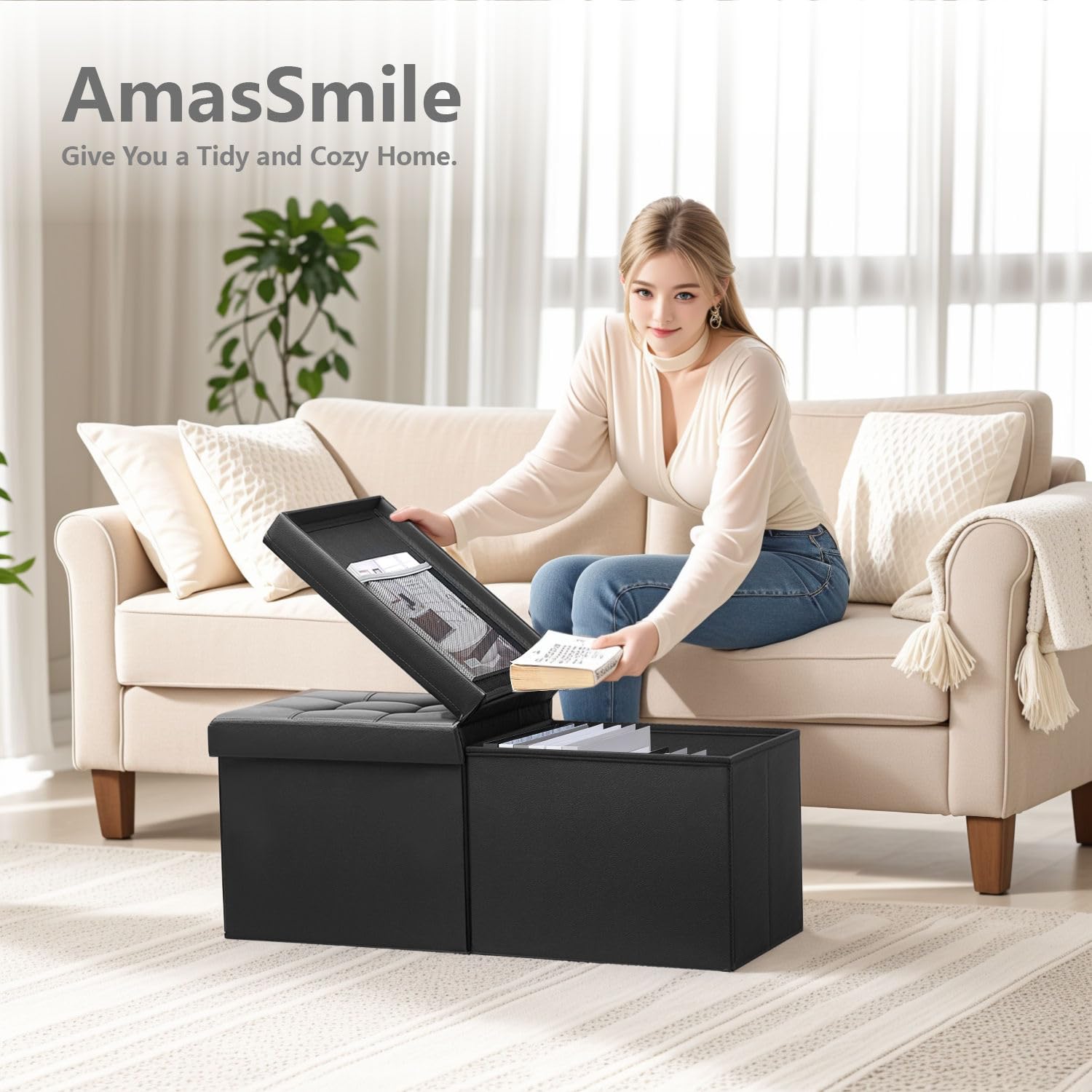 AmasSmile blanket and cushion storage kept neatly inside.