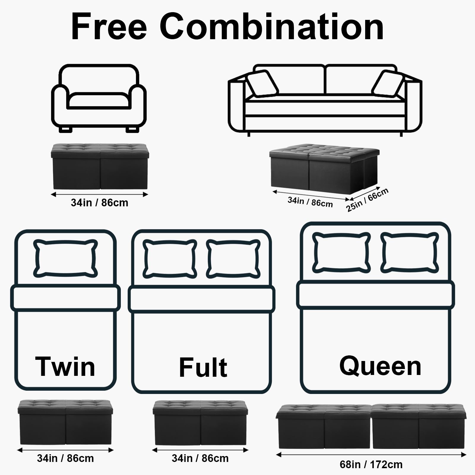 AmasSmile ottoman with lid open reveals blanket storage inside.