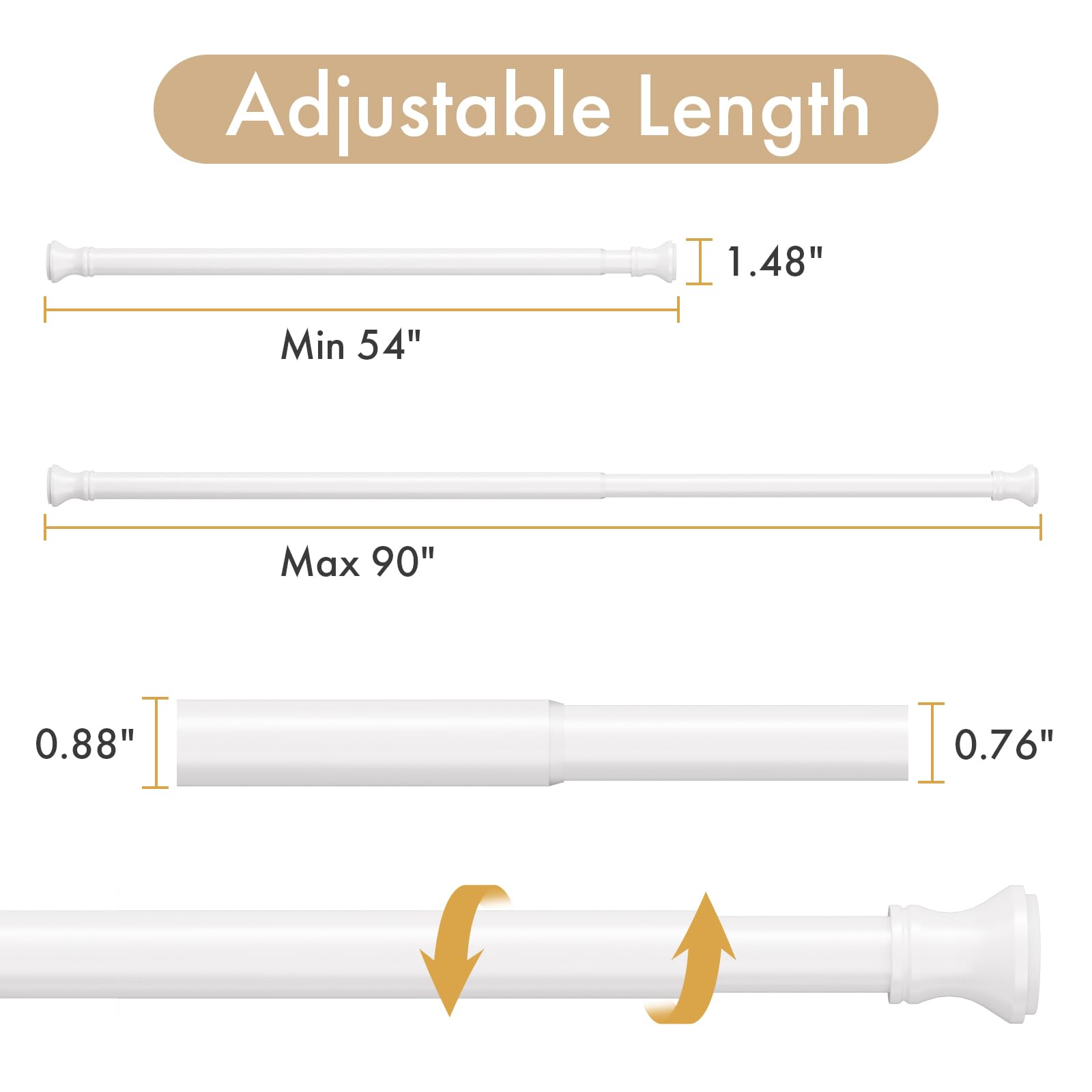 Amazer shower rod with detachable end simplifies curtain hook pairing.