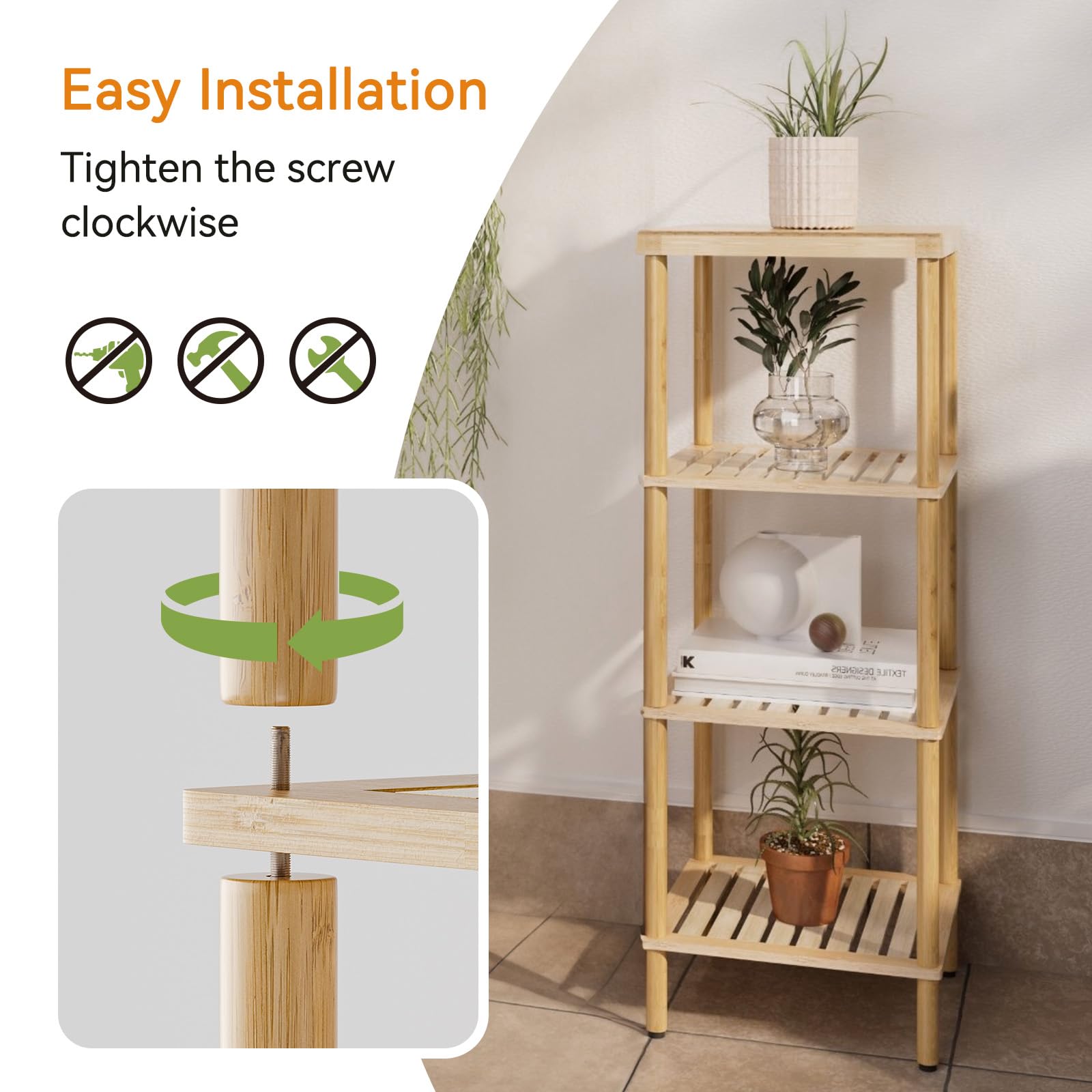 AmazerBath bamboo storage shelf for bathroom organization and clutter reduction