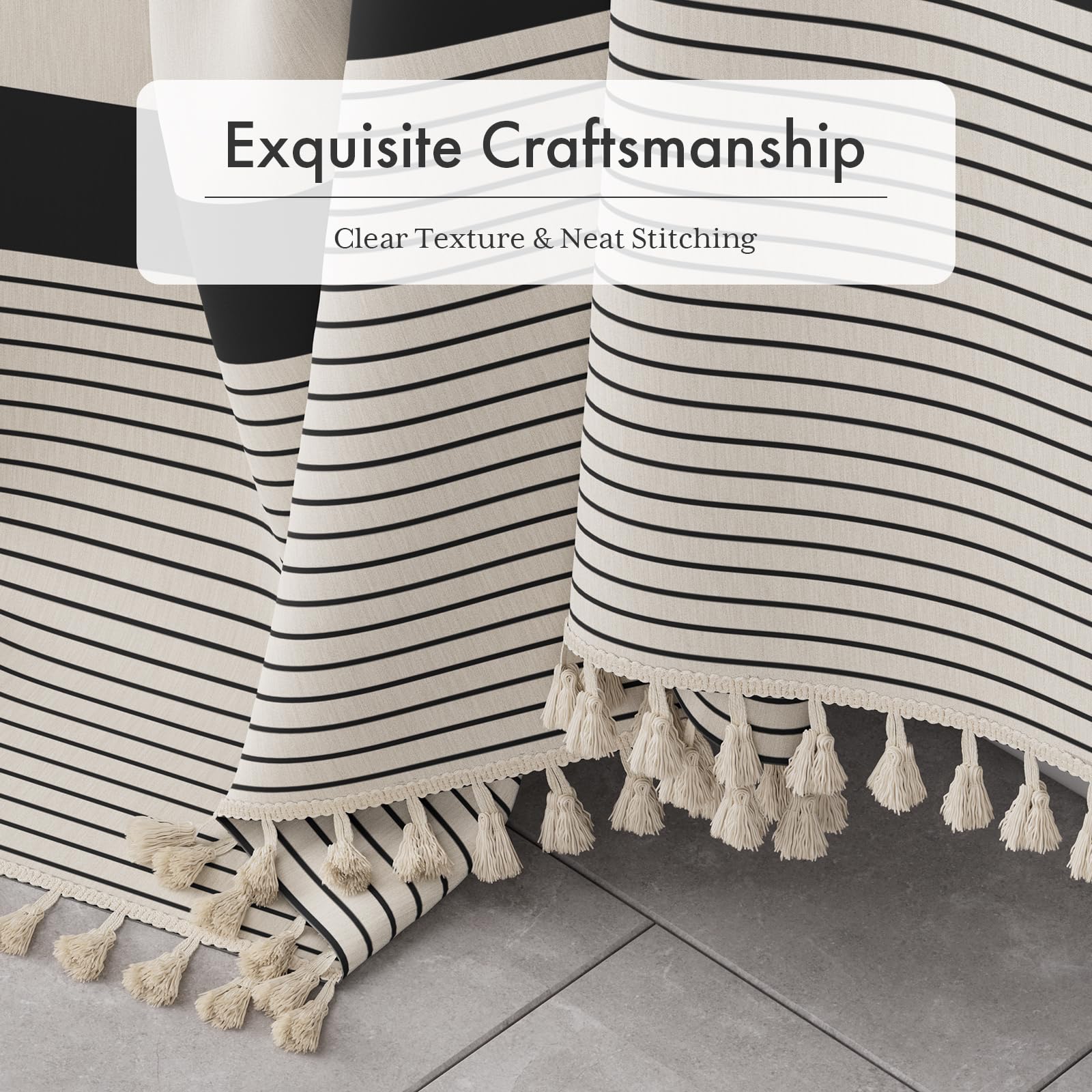 AmazerBath black striped design complements modern farmhouse baths