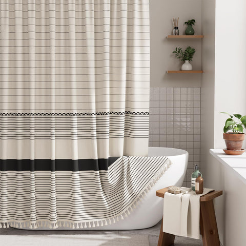 AmazerBath boho curtain tassels add cozy texture to your bathroom décor