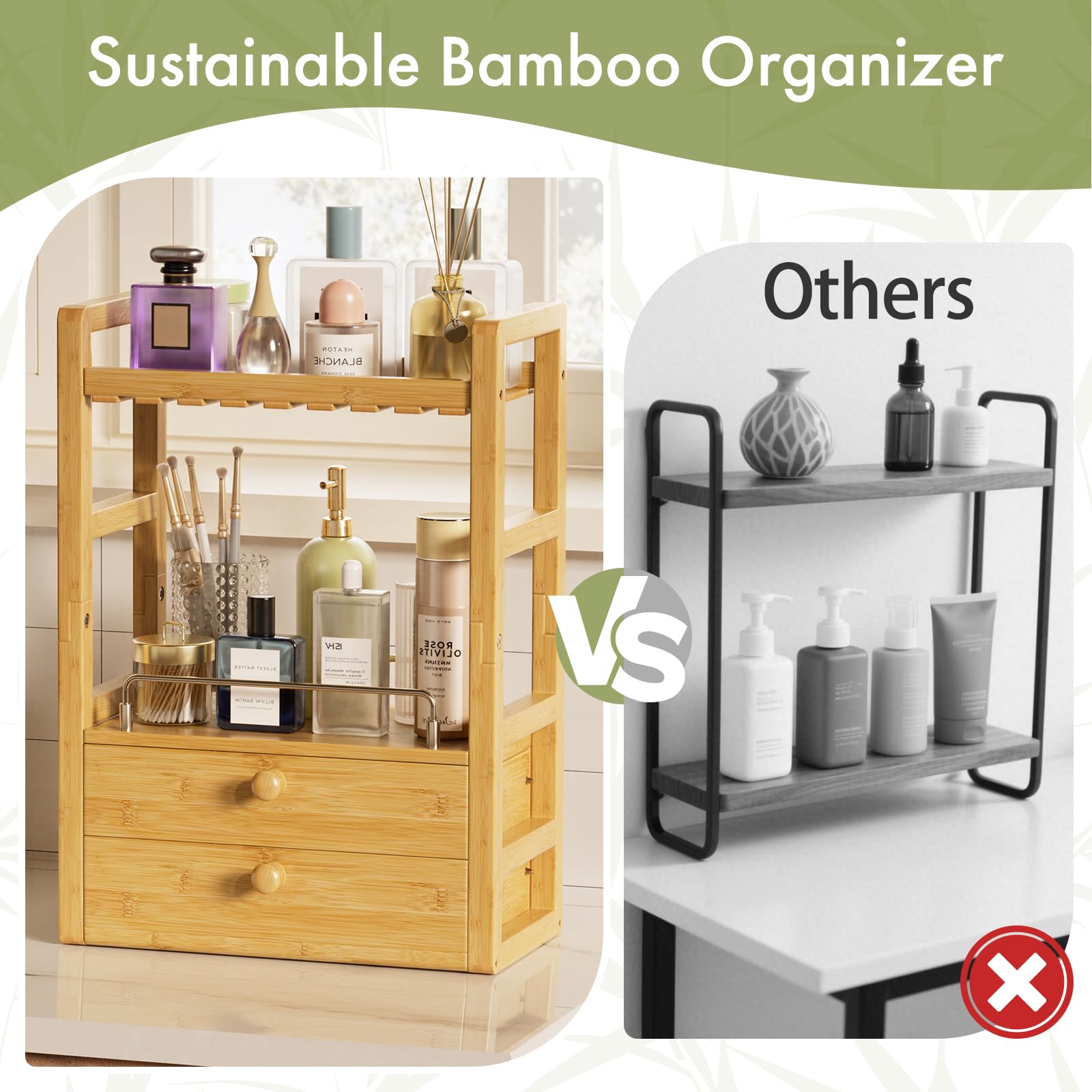 AmazerBath durable bamboo finish adds natural warmth to any bathroom.