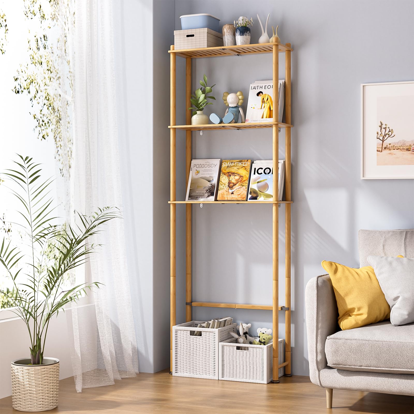 AmazerBath-eco-friendly-bamboo-finish complements natural-toned bathrooms and shelves towels and decor.