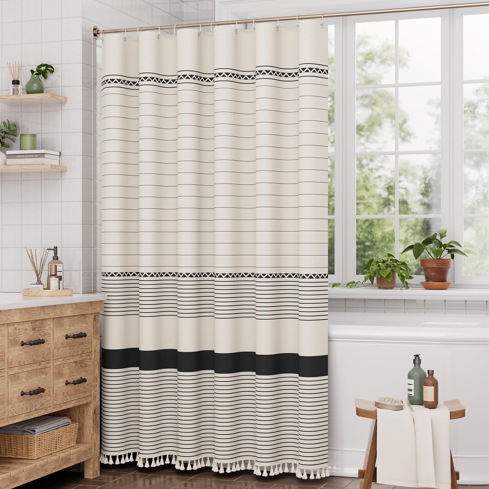 AmazerBath curtain in use with liner for practical water management