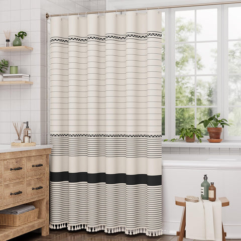 AmazerBath curtain in use with liner for practical water management
