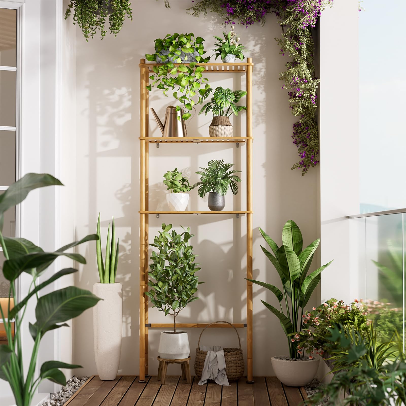 AmazerBath-three-tier-organizer-storage keeps toiletries organized above the toilet.