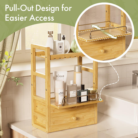 AamazerBath vanity organizer with two drawers neatly stores makeup and jewelry.