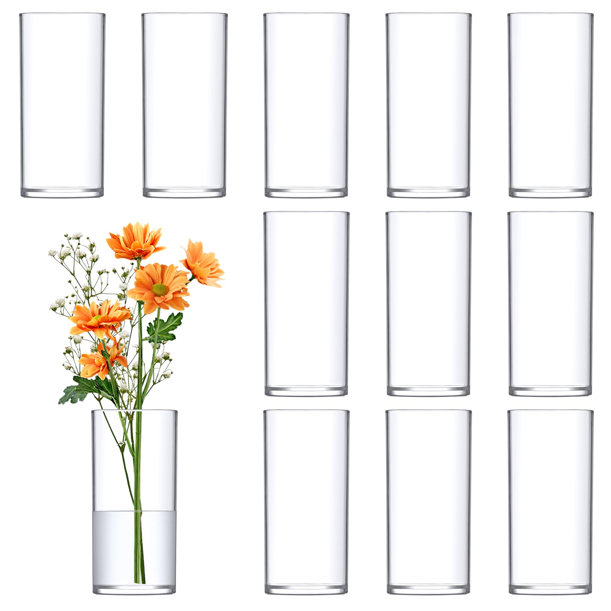 Amazing Abby Viola Piccolo vase clear 6in front view for elegant wedding centerpieces.