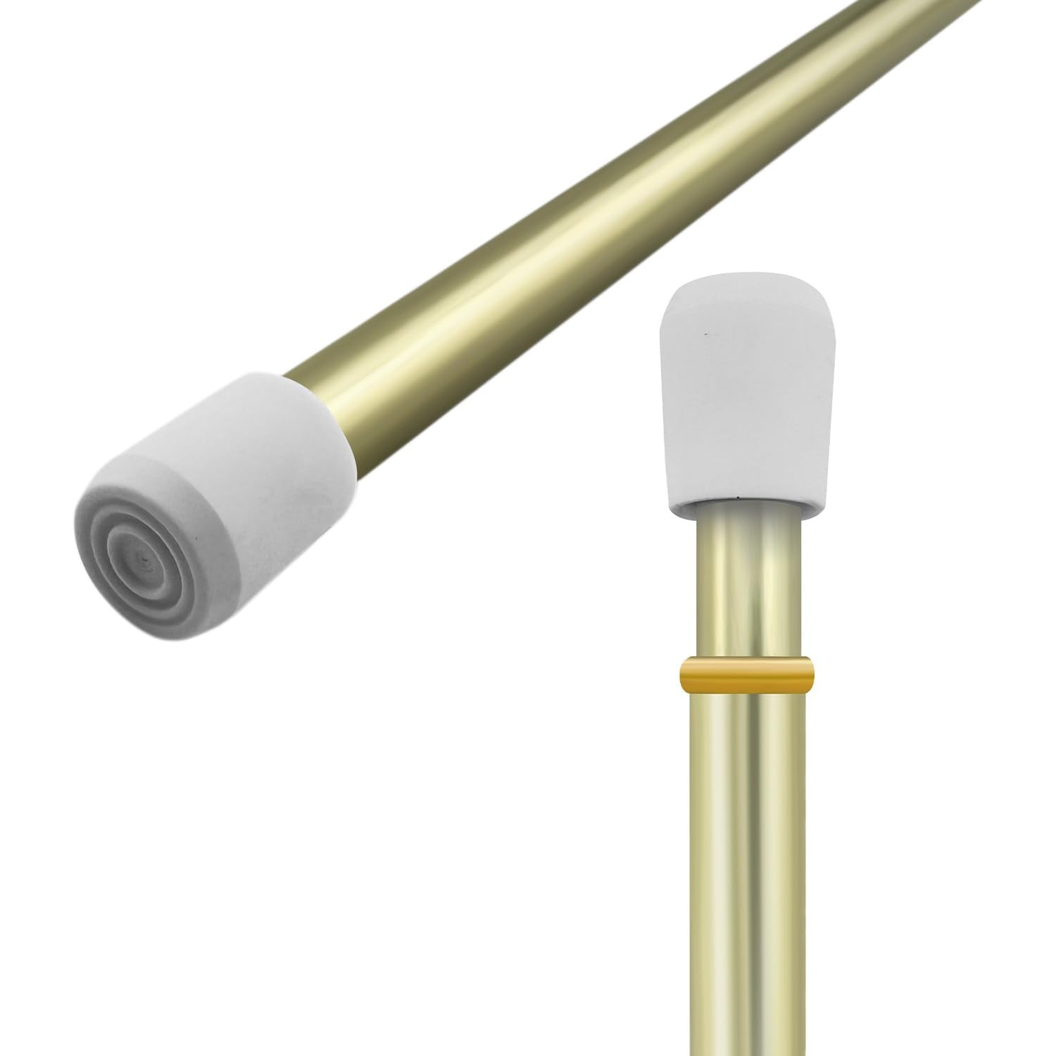 Amazing Drapery Hardware brass spring tension rod, 7/16 inch, 2-pack, extended reach for lightweight curtains.