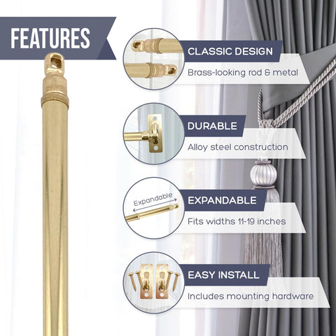 Amazing Drapery Hardware brass-finish brackets secure lightweight curtains with reliable support
