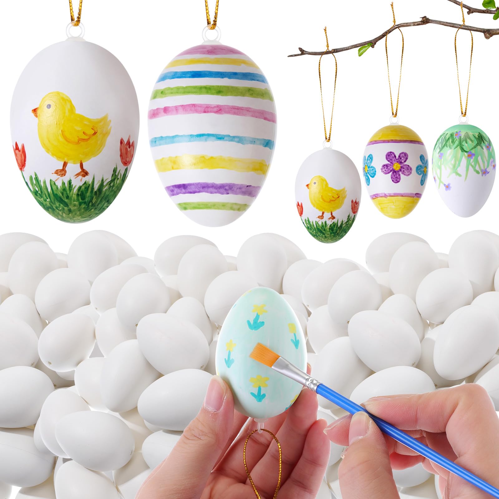 AmazingSpark white Easter eggs 120pcs, ideal for DIY decorating.