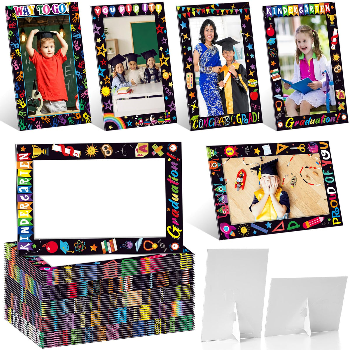 AmazingSpark 50-pack kindergarten frames display 4x6 photos for bright home decor.