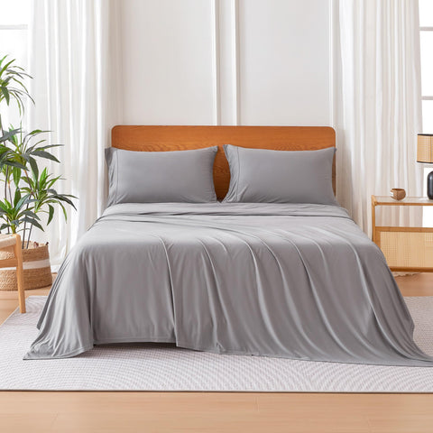 Amazon Basics 16-inch deep-pocket fitted sheet secures a snug fit on most mattresses
