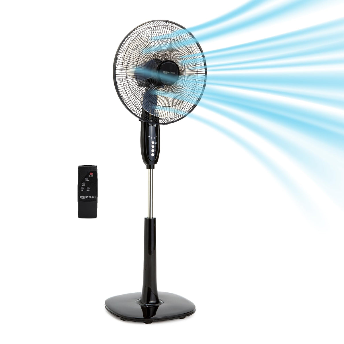Amazon Basics 16-inch pedestal fan with remote for easy, room-wide cooling