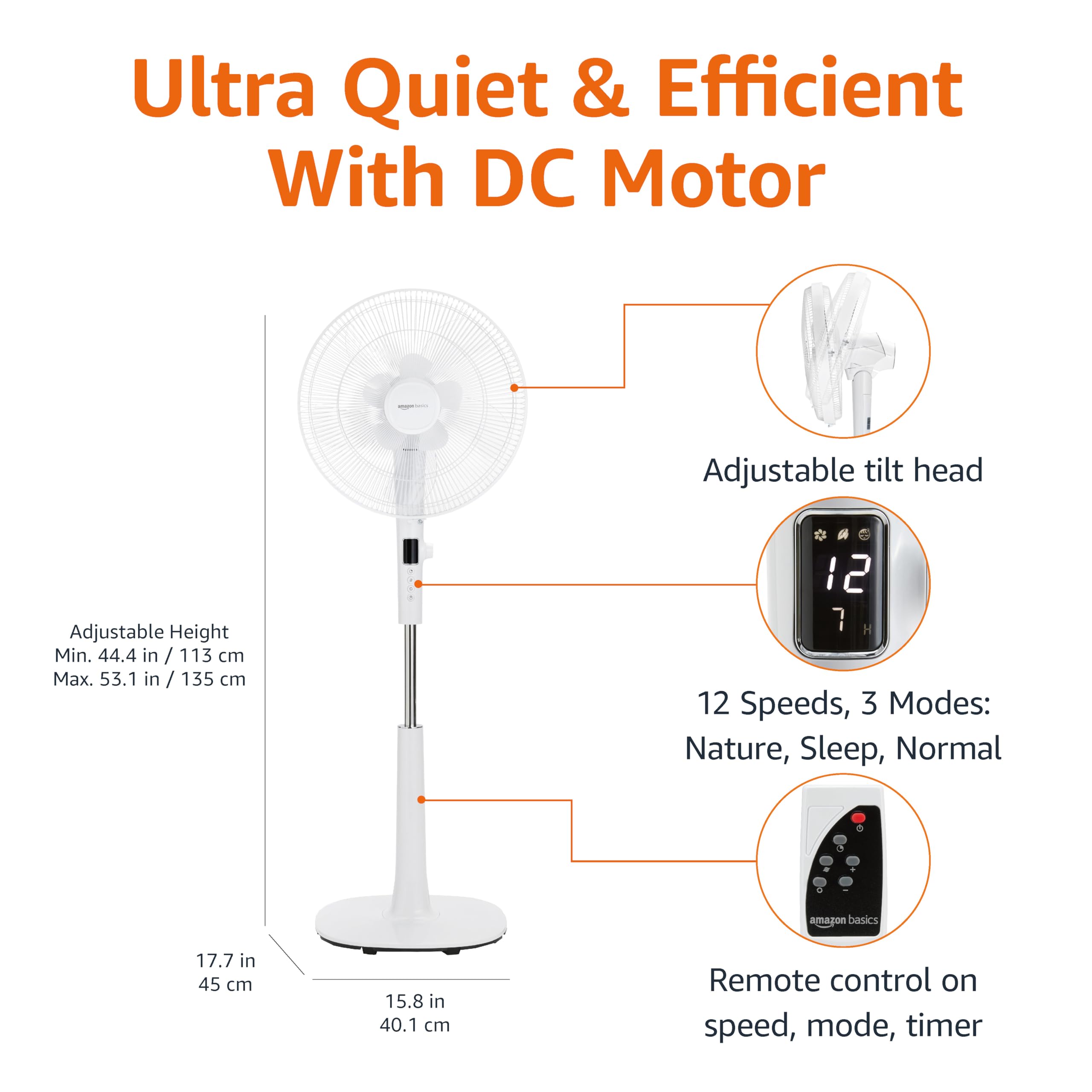 Amazon Basics remote control panel and digital display for easy adjustments