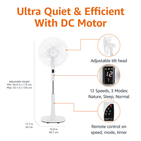 Amazon Basics remote control panel and digital display for easy adjustments