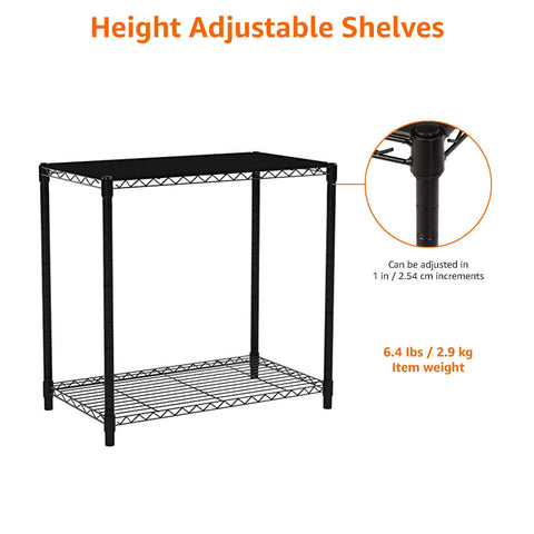 Amazon Basics 2-Shelf Stackable Storage durable metal frame for daily use.