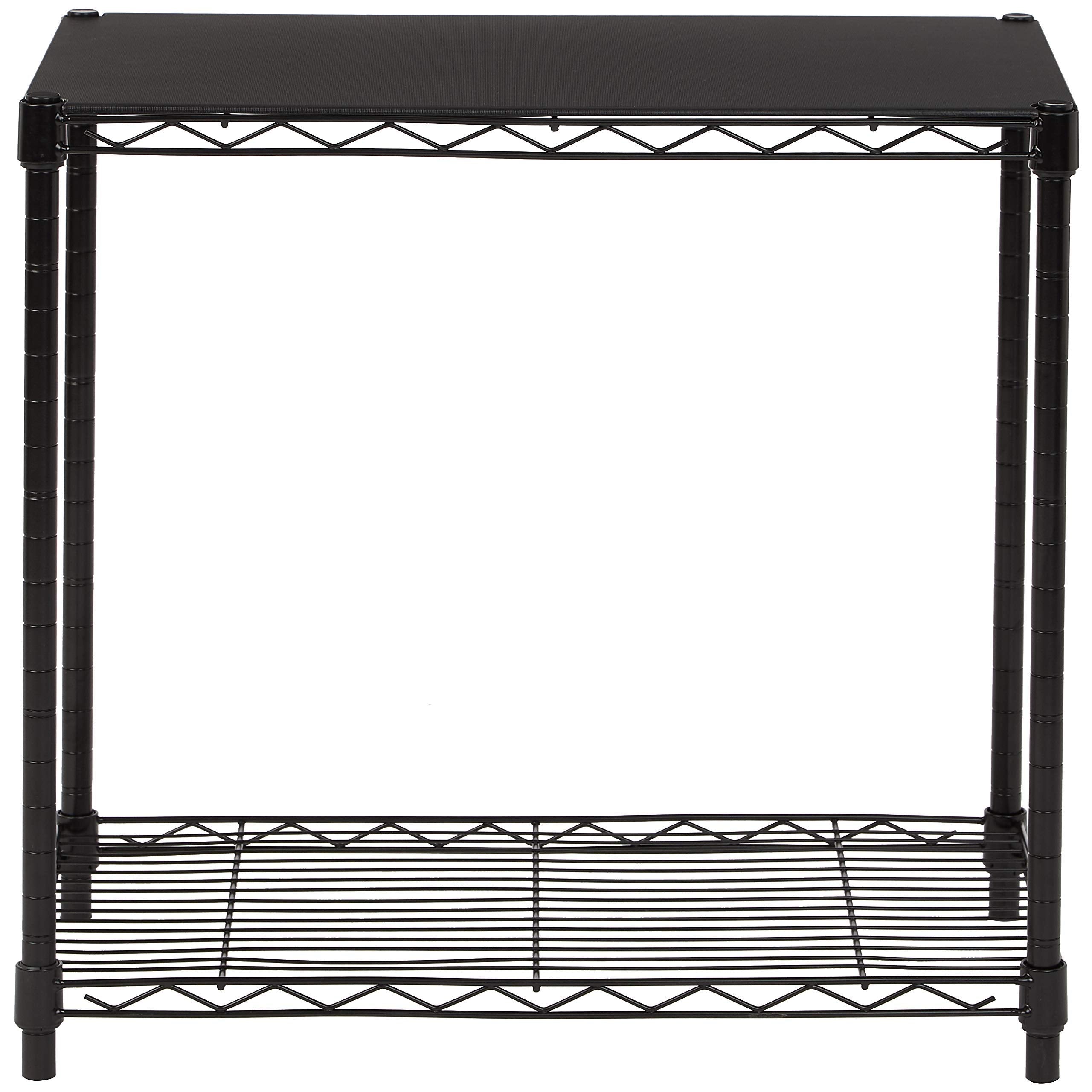 Amazon Basics 2-Shelf Stackable Storage lower mesh shelf visibility and ventilation.
