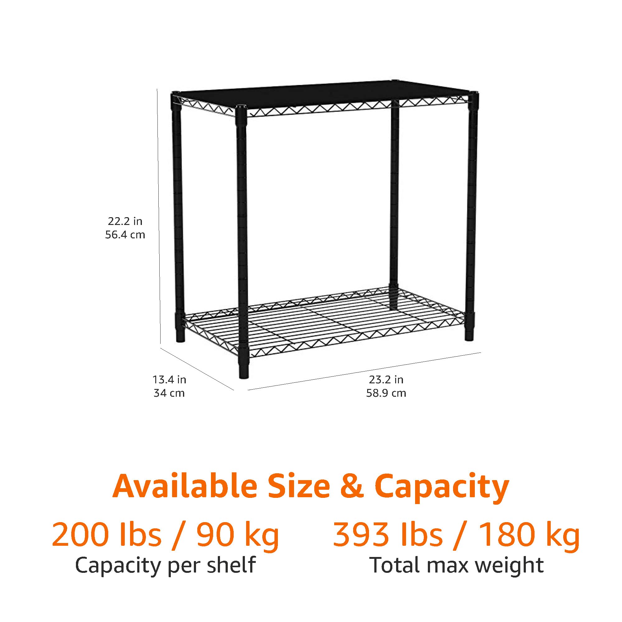 Amazon Basics 2-Shelf Stackable Storage four-level stackable configuration.