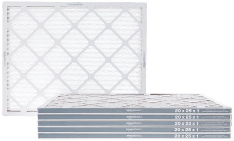 Amazon Basics 20x25x1 air filter six-pack for easy HVAC replacement